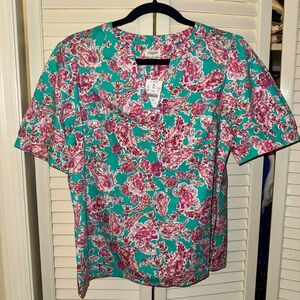 NWT J. Crew Floral Blouse in Pink and Aqua